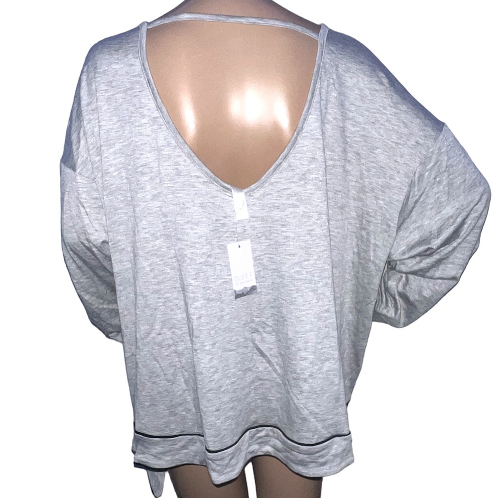 CACIQUE | NWT GRAY PAJAMA TOP WITH BOLD LOGO BLOCK LETTERING - Picture 2 of 10